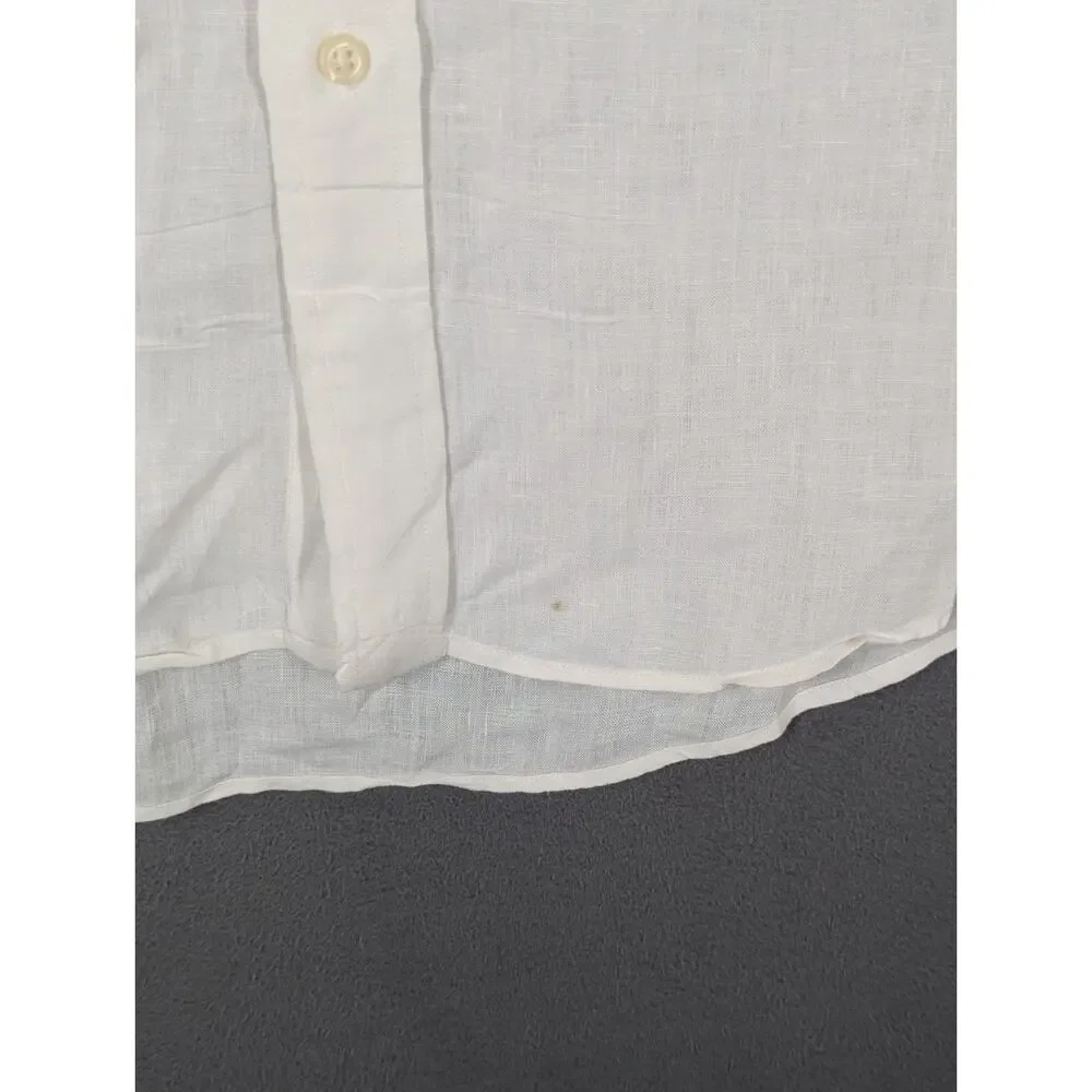 Polo Ralph Lauren Mens XL 100% Linen White Button Up Shirt Long Sleeve